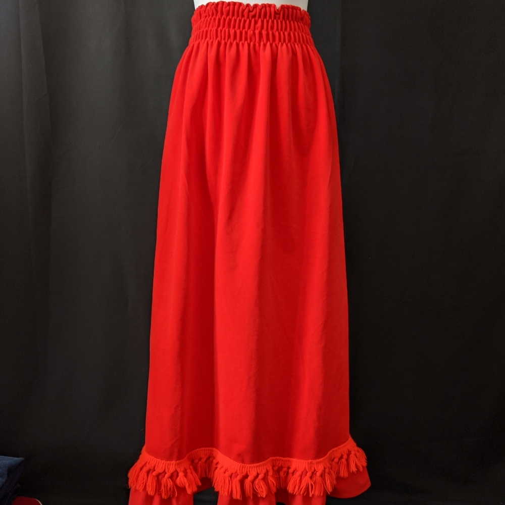 Sale! Vintage bright red flare midi skirt